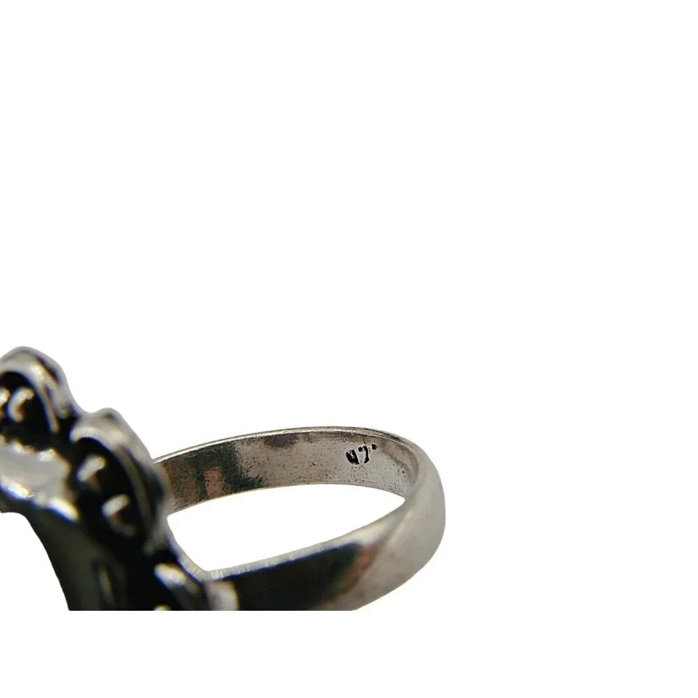 Amethyst Natural Stone Ring Sterling Silver Plated Birthstone Floral Frame 7.5 - Picture 7 of 10